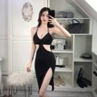 V-neck Cutout Spaghetti-strap Dress