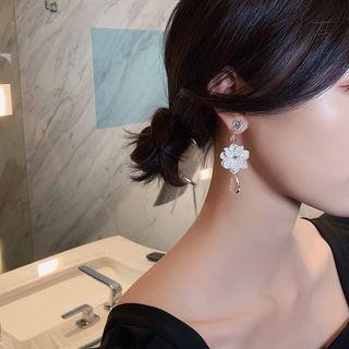 Alloy Flower Faux Crystal Dangle Earring As Shown In Figure - One Size