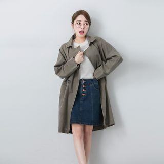 Lettering Double Breasted Coat