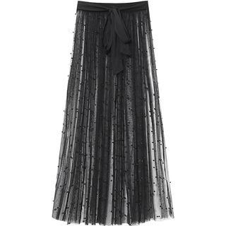 Bead Midi Mesh Skirt