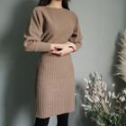 Dolman-sleeve Wool Blend Sweater Dress