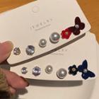 Set: Faux Pearl / Rhinestone / Flower / Butterfly Alloy Earring