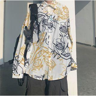 Couple Matching Long Sleeve Handdraw Printed Shirt