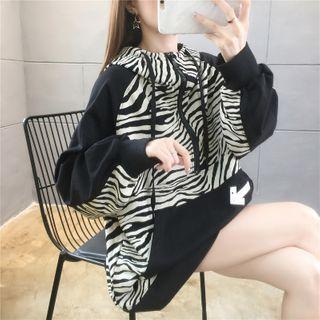 Zebra Print Half-zip Hoodie