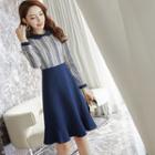 Long-sleeve A-line Collared Knit Dress