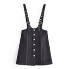 Contrast Stitching Mini A-line Overall Dress