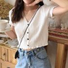 Short-sleeve Ruffle-trim Light Cardigan