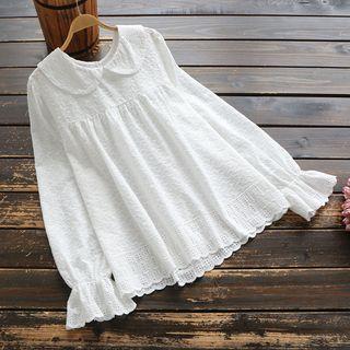 Bell-sleeve Embroidered Top White - One Size