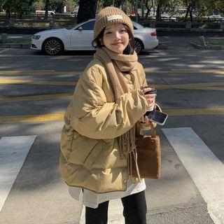 Padded Zip-up Jacket Khaki - One Size