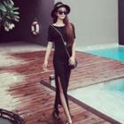 Cutout-back Short-sleeve Maxi T-shirt Dress