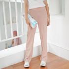 Plain Straight Fit Pants Pink - One Size