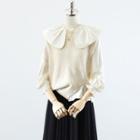 Puff-sleeve Blouse / Sweater Vest / A-line Mesh Skirt / Set