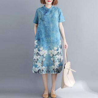Short-sleeve Floral Print Cheongsam