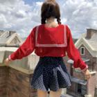 Sailor Collar Blouse / Dotted Mini A-line Skirt