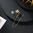 Sterling Silver Cz Star Stud Earring With Ear Cuff 1 Pair - S925 Silver - Gold - One Size