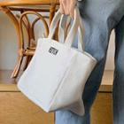 Lettered Canvas Boxy Tote Ivory - One Size