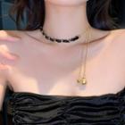 Bead Pendant Choker Gold - One Size