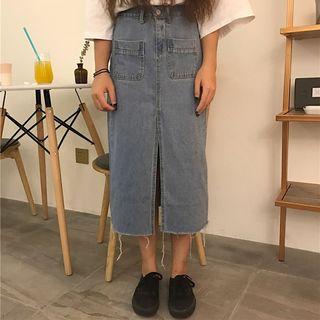 Fray Slit A-line Skirt