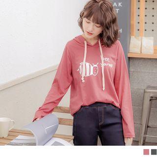 Long Sleeve Bee Print Hoodie