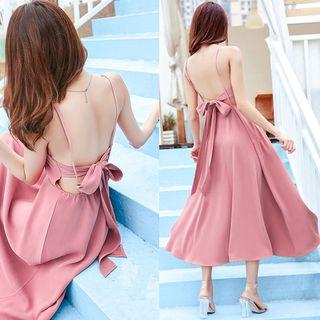 Spaghetti Strap A-line Midi Beach Dress