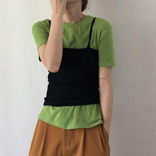 Short-sleeve Plain T-shirt / Plain Camisole / Plain Pants