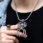 Stainless Steel Skull Spider Pendant Necklace