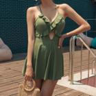 Halter-neck Ruffle Swimdress