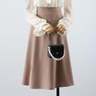 Flared-cuff Tie-neck Blouse / Midi A-line Skirt