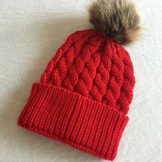 Family Matching Pompom Cable Knit Beanie