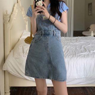 Pocket Detail Denim Overall Dress