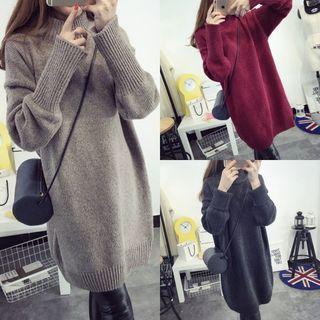 Mock Neck Thick Knit Dress