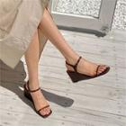 Square-toe Wedge Sandals