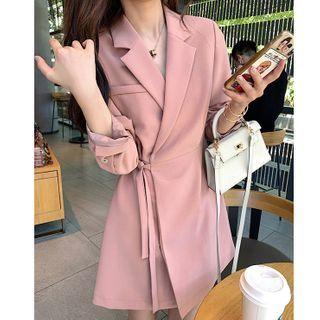 Sashed Mini A-line Coat Dress