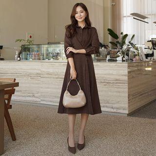 Belted Long Wrap Shirtdress