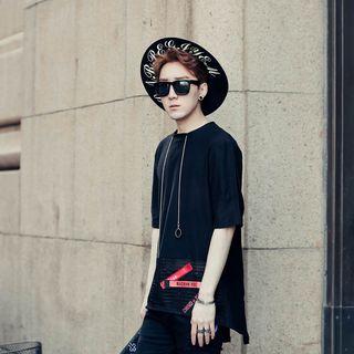 Mesh Panel Short-sleeve T-shirt With Metal Ring Detail