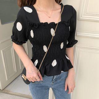 Dotted Sequined Short-sleeve Top