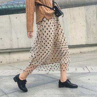 Velvet Dotted Mesh A-line Skirt