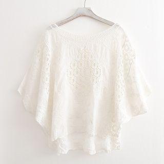Cape-sleeve Lace Top