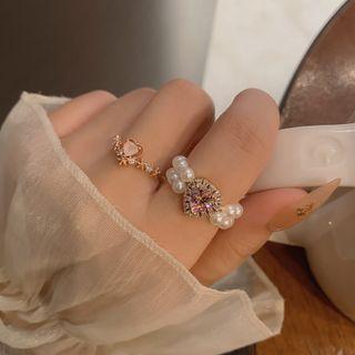 Heart Ring / Faux Pearl Ring / Set