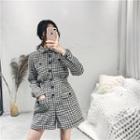 Houndstooth Long-sleeve Playsuit