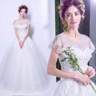 Cape Sleeve Lace Applique Wedding Dress