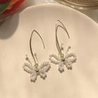 Faux Pearl Butterfly Dangle Earring 1 Pair - Hook Earring - One Size
