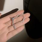 Wavy Rhinestone Asymmetrical Earring 1 Pair - 925 Silver - Silver - One Size