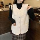 Contrast Trim Faux Fur Vest