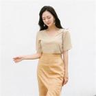 V-neck Short-sleeve Linen Blend T-shirt
