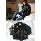 Epaulette-shoulder Faux-leather Jacket