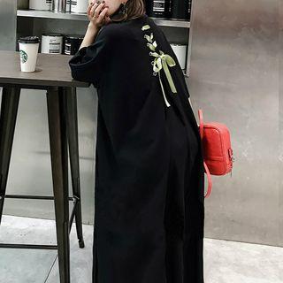 Elbow-sleeve Lace-up Midi T-shirt Dress