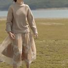 Mock-neck Woolen Top / Overlay Skirt