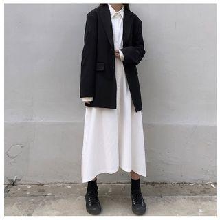 Long Sleeve Plain Shirt Dress / Blazer