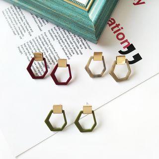 Irregular Resin Hexagon Hoop Earring